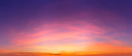 Twilight sky and cirrus clouds panorama nature background の写真素材