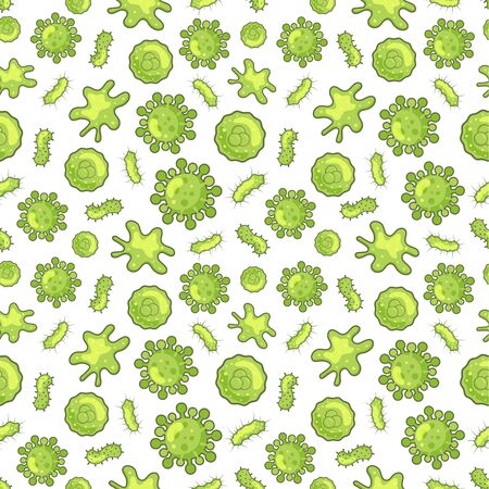 Coronavirus and bacteria seamless pattern virus disease theme background green colorのイラスト素材