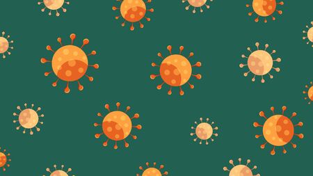 Vector background Coronavirus pattern virus concept backdrop orange and green colorのイラスト素材