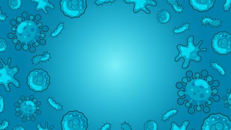 Vector coronavirus and bacteria pattern background disease concept backdrop with copy-space blue colorのイラスト素材