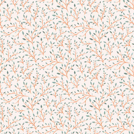 Tree branchs and leaves seamless pattern nature background wallpaperのイラスト素材