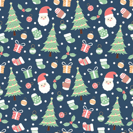 Christmas holiday seamless pattern, cartoon backgroundのイラスト素材