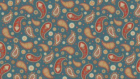 Vintage paisley pattern green background