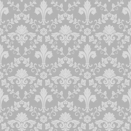 Damask double medallion seamless pattern gray background retro wallpaperのイラスト素材