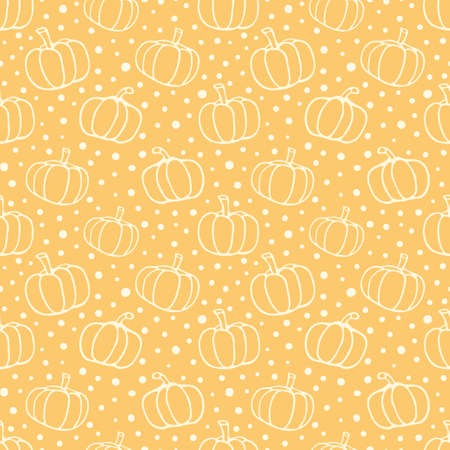 Pumpkins seamless pattern, orange monochrome backgroundのイラスト素材