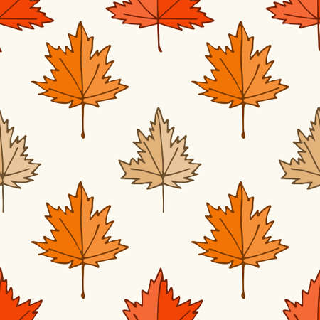 Autumn dry maple leaves seamless pattern foliage backgroundのイラスト素材