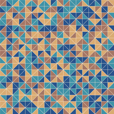 Retro mosaic tiles geometric shape seamless pattern, abstract vector backgroundのイラスト素材