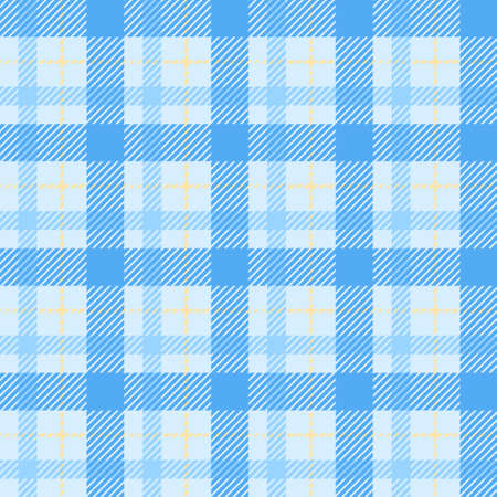Tartan fabric texture blue and yellow color seamless plaid pattern vector illustration backgroundのイラスト素材