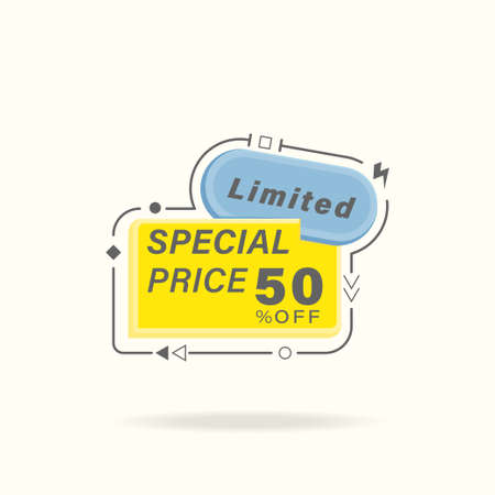 Special price sale banner tag promotion, vector icon flat color style illustration.のイラスト素材