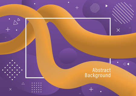 Abstract liquid shapes background with geometric elements, purple and yellow color gradient vector illustration.のイラスト素材