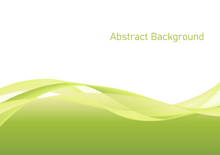 Abstract wave background, flowing green wave line on white background Illustration, future technology concept template for backdorp, wabsite banner, presentation slide, posterのイラスト素材