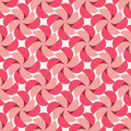 Abstract geometric pattern, propeller shape tiles, red color seamless illustration template for background, banner, posterのイラスト素材