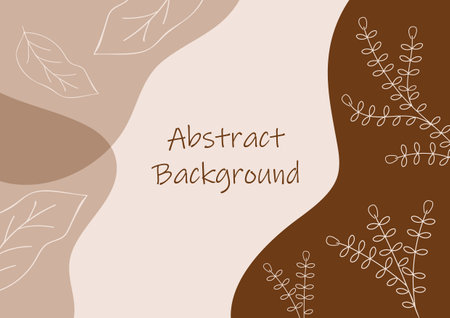 abstract nature elements, organic shape, earth tone color background, vector nature background template for banner, poster, social media designのイラスト素材