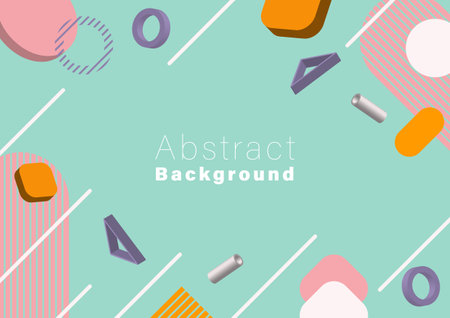 abstract geometric background, colorful geometric shape elements on green background, vector illusttration minimal theme template for backdrop, social media, web sites, banner.のイラスト素材