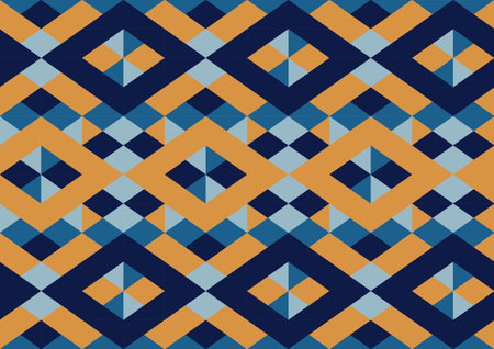 abstract diamond shape seamless pattern background, blue and yellow colors, geometric template for wallpaper, poster.のイラスト素材