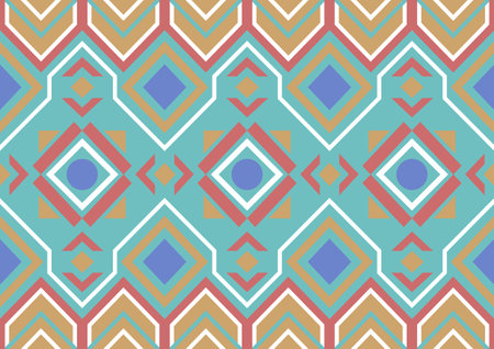 abstract tribal samless pattern, geometric shape background, yellow, green and blue pastel colors, design templates for wallpaper, clothing, carpet, wrapping, fabric, textileのイラスト素材