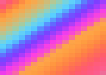 Abstract pixels pattern. geometric mosaic shape background, diagonal rainbow color gradient line. vector illustration template for wallpaper, wrapping paper, web banner, website, poster.のイラスト素材