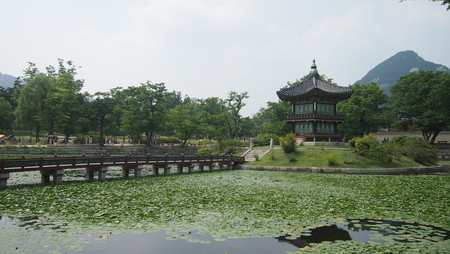 Ancient house in the middle of the lakeの写真素材