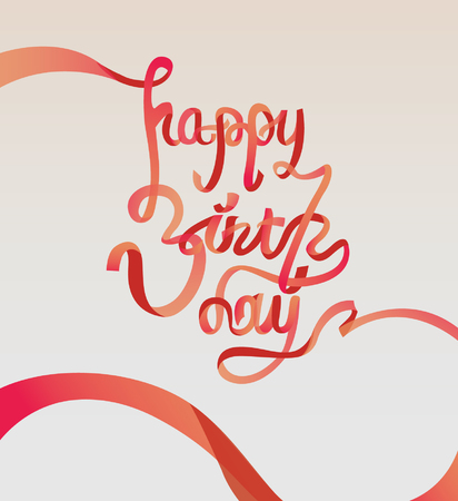 Happy birthday typography in flat ribbon styleのイラスト素材