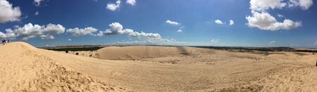Phan Thiet sand hills with blue sky and sunshine, Vietnamの写真素材