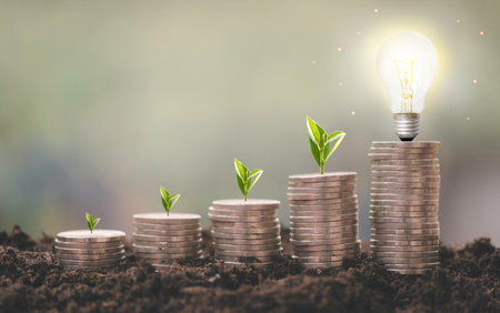 Red paper plane out of line with white paper to change disrupt and find a new way on the blue background. Elevate and create business New ideas for technological innovationsの写真素材