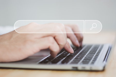 Searching the Internet, browsing the web with an empty search bar.の写真素材
