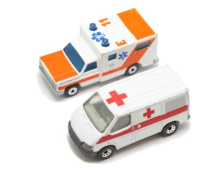 Two type of emergency ambulance cars ,isolated on white background.の写真素材