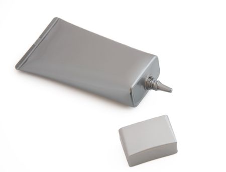 Cosmetic tube with no brand, on white backgroundの写真素材