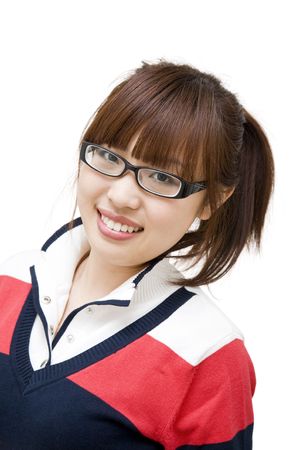 asian woman with glassesの写真素材