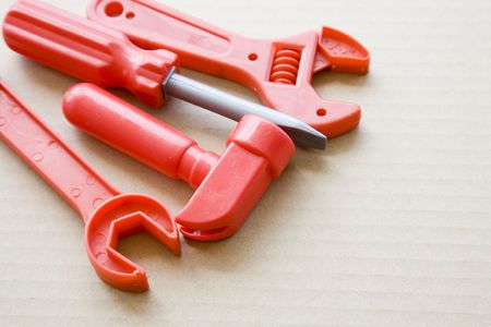 Set of plastic toy tools for childrenの写真素材