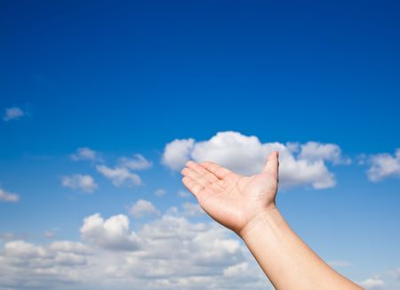 Hand reach skyの写真素材