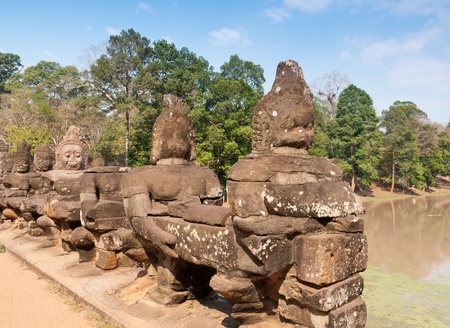 Statue at the entrance of Angkor Thom, Cambodiaの写真素材