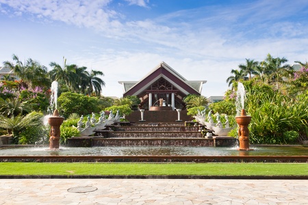 Exotic resort with gelegant fountainの写真素材