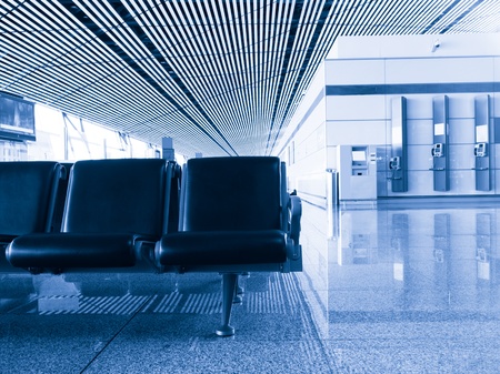 Airport terminal departure area, Beijing International Airport, China のeditorial素材