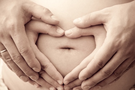 Heart Shaped Pregnancy, toned color.の写真素材