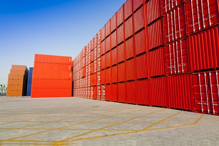 Stacks of cargo blocks at Tianjin Port, Chinaのeditorial素材
