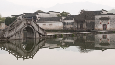 Hongcun is an ancient village located in Anhui province, China  のeditorial素材