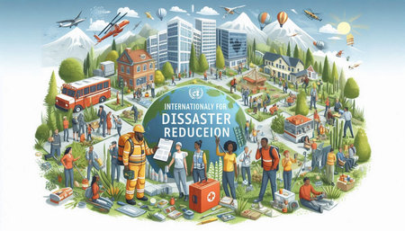 People on the background of the world map. Vector illustration in cartoon style.