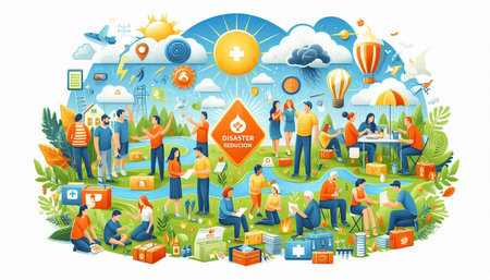 Flat design vector illustration concept of business people working in office.