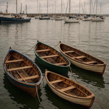 Wooden boats in the port of Essaouira, Morocco