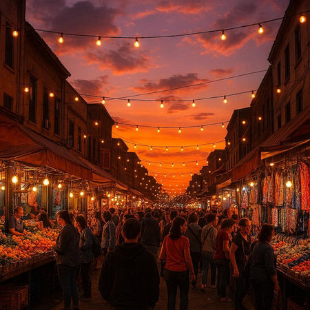 Night market in the center of istanbul, turkey