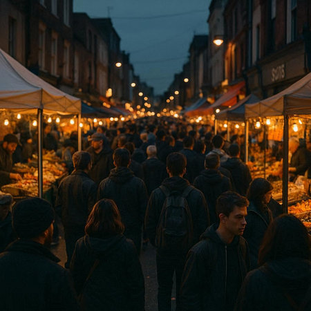 Crowds of people at the Christmas market in Dublin.