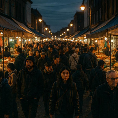People walking at the Christmas market.