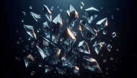 3d rendering of crystal crystals on black background. 3d illustration