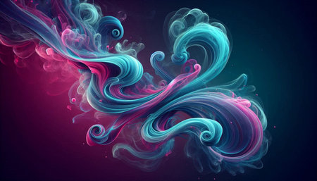 Abstract colorful smoke on dark background. Fantasy fractal texture. Digital art. 3D rendering.