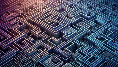 3d rendering of abstract maze background. Futuristic technology style.