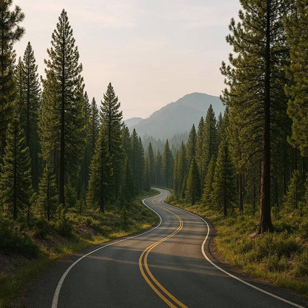 Road in Sequoia National Park, California, United States.