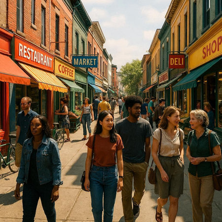 Tourists and locals walk in downtown New Orleans.