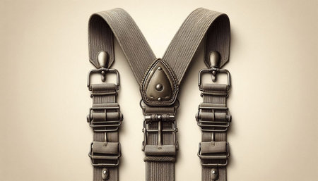 Leather belt on beige background. Close up. Toned.