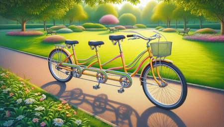 Bicycles in the park. 3D rendering. Illustration.